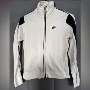 Nike White & Black Stripe Full Zip Track Jacket Women’s XS Like New